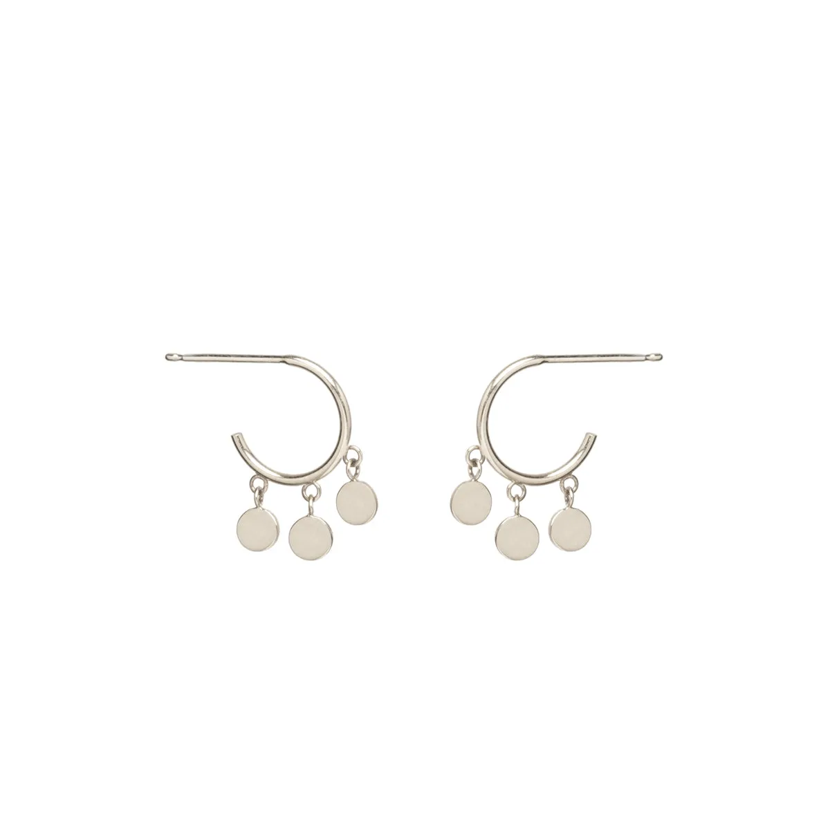 14k Itty Bitty Dangling Disc Huggie Hoops
