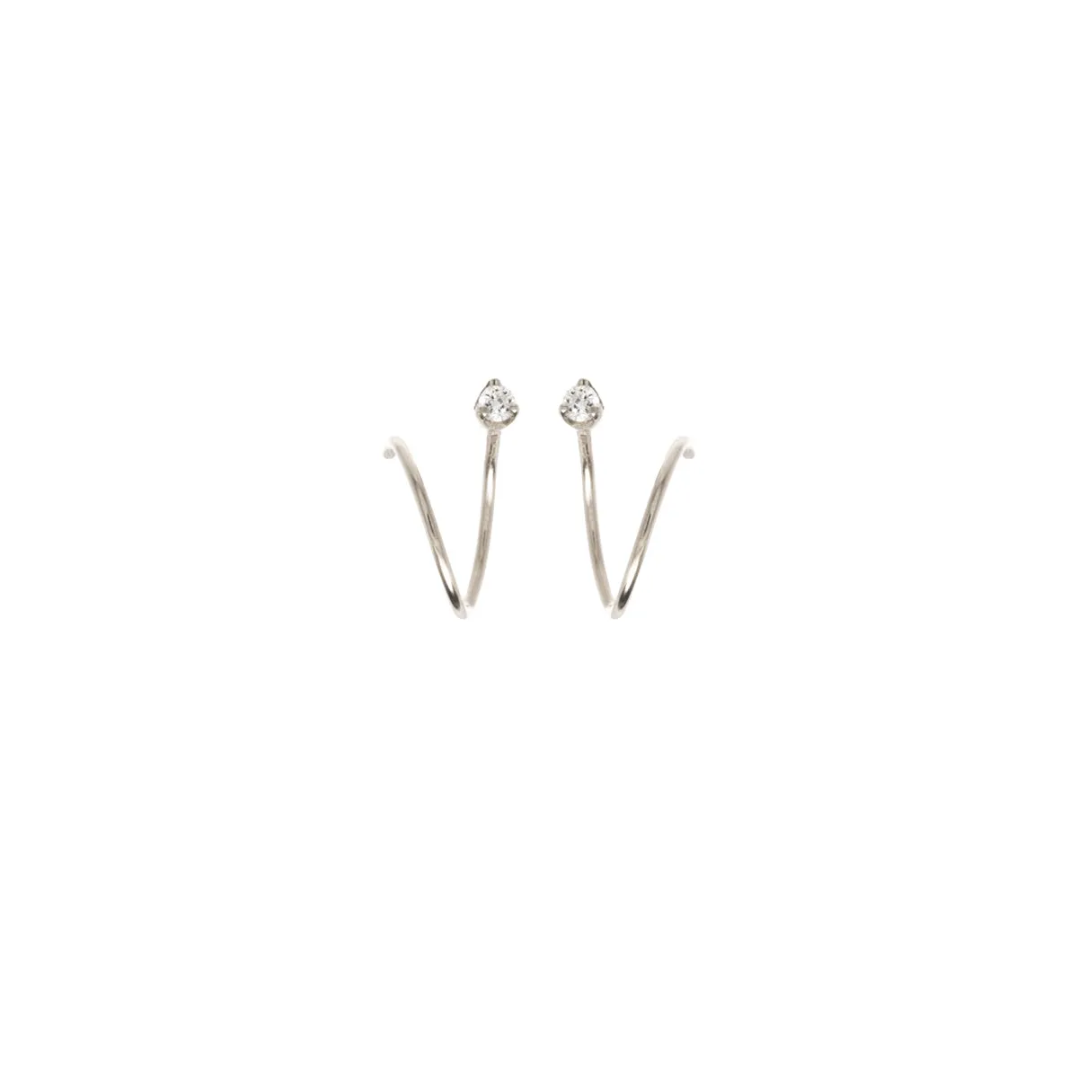14k Prong Diamond Bar Swirl Hoops
