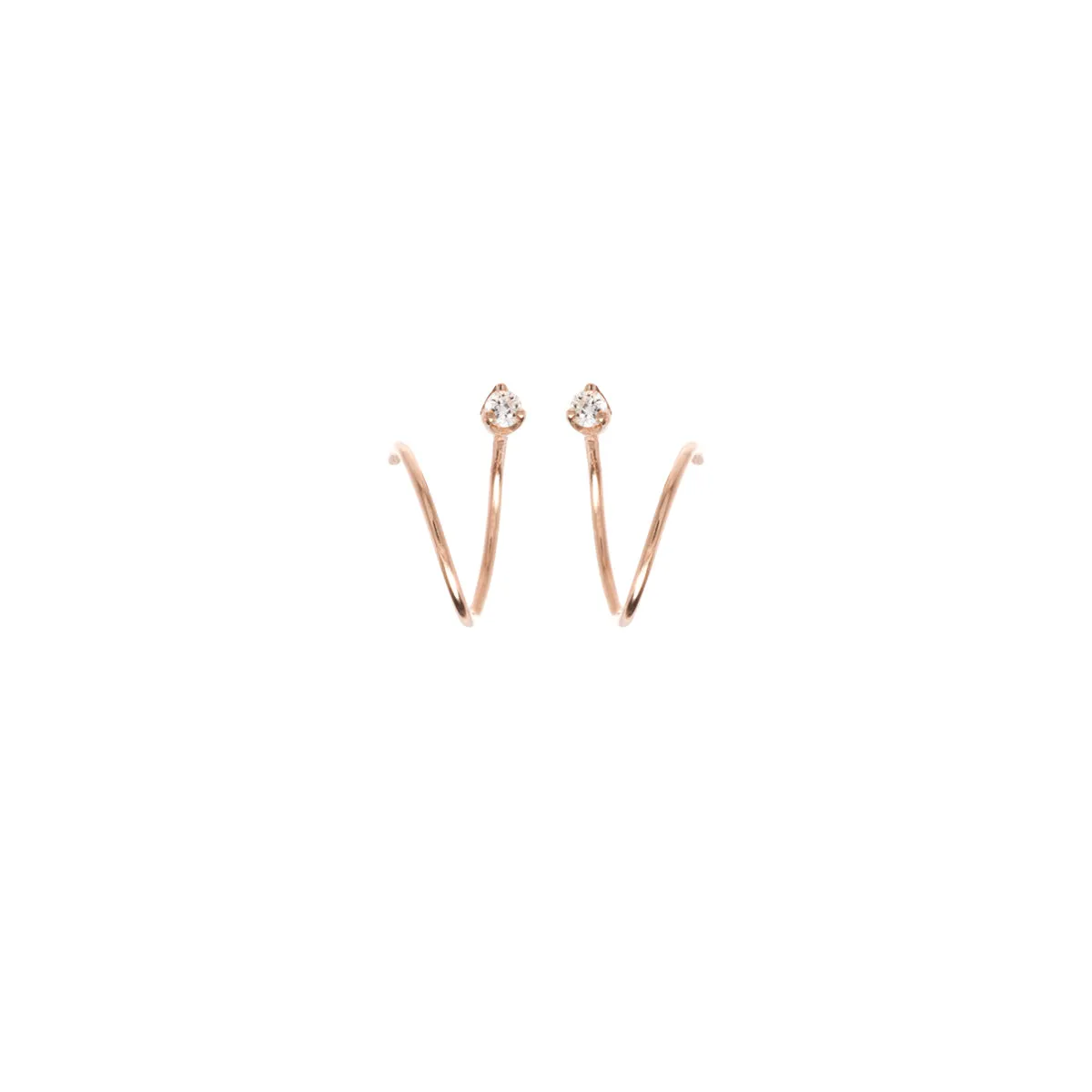 14k Prong Diamond Bar Swirl Hoops