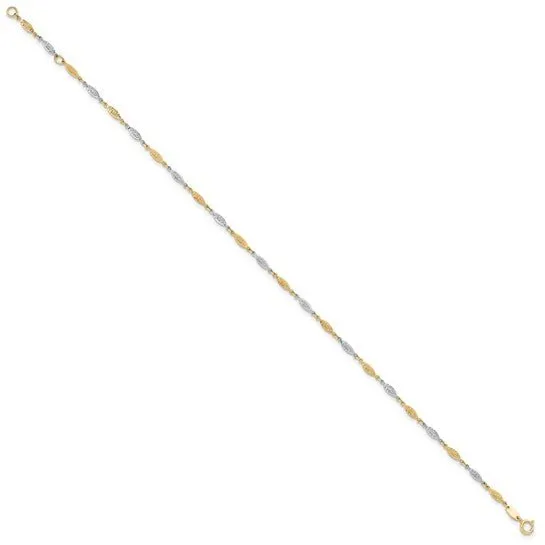 14K TT Gold 10" Dia Cut Ankle Bracelet