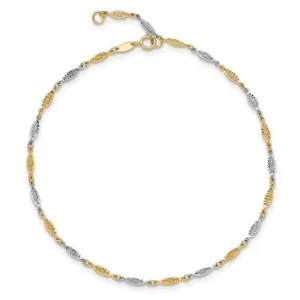 14K TT Gold 10" Dia Cut Ankle Bracelet