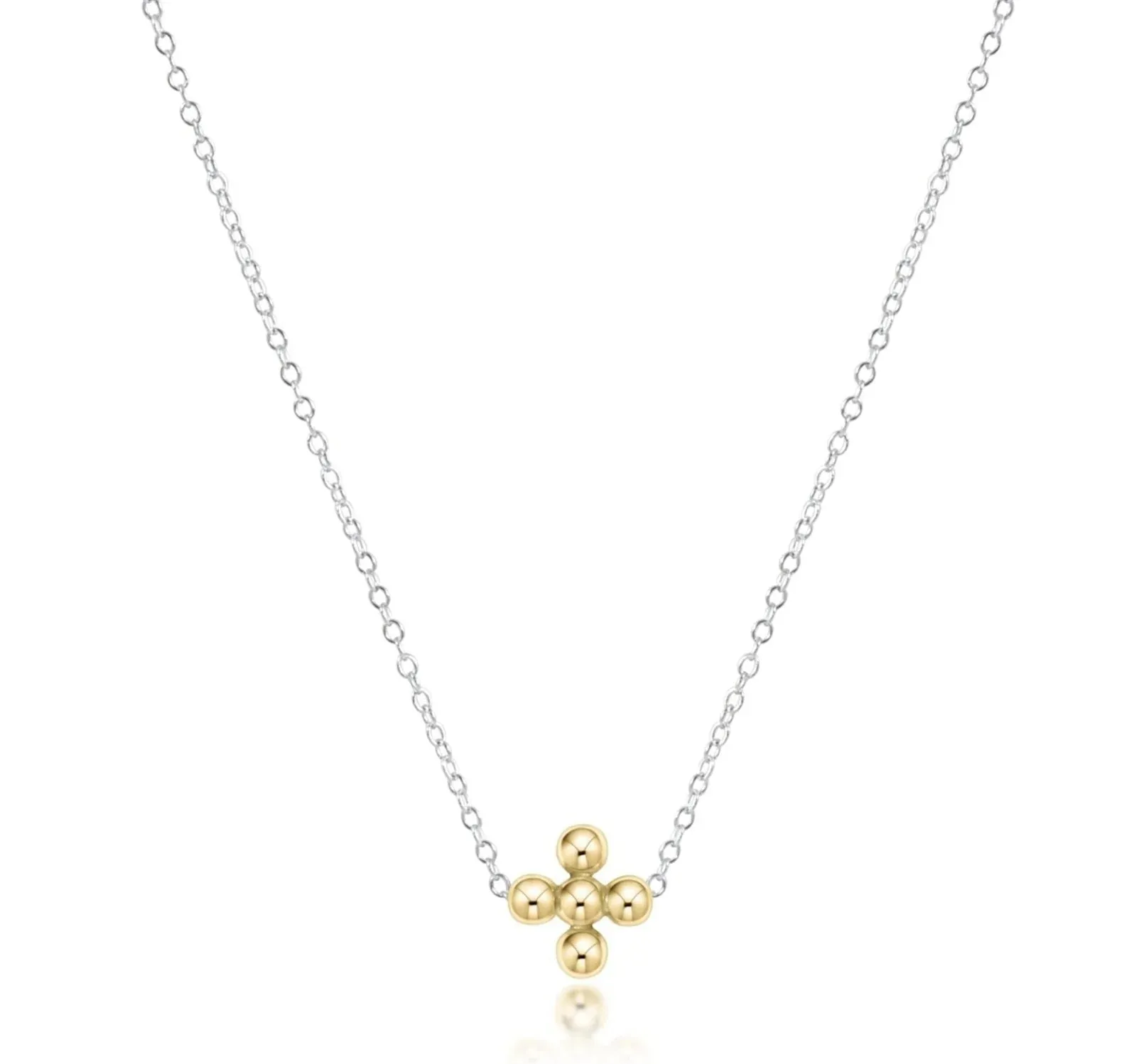 16 Mixed Metals 3mm Beaded Cross Necklace