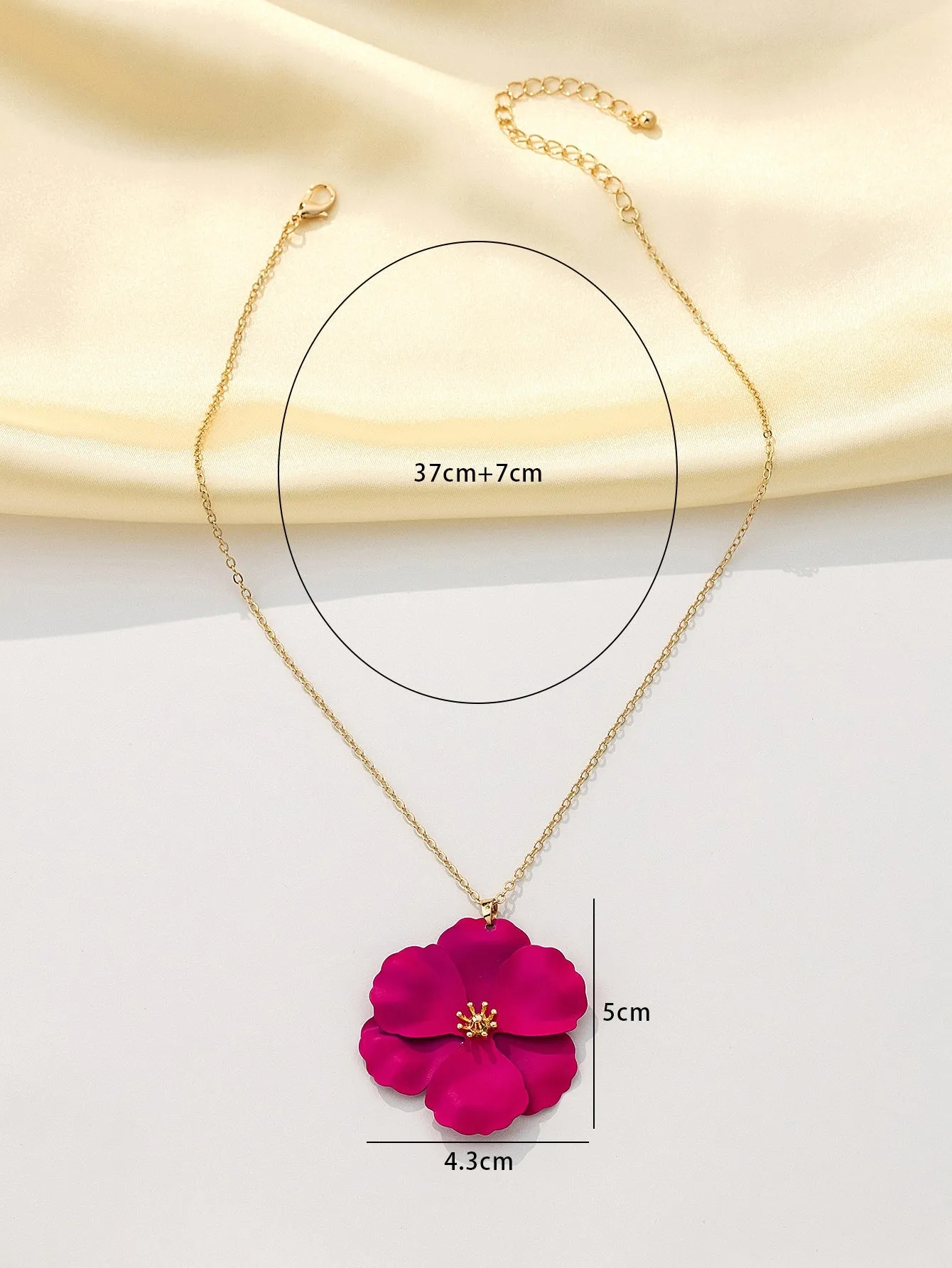 1pc Metallic Colorful Exaggerated Tender Flower Pendant Necklace for Women