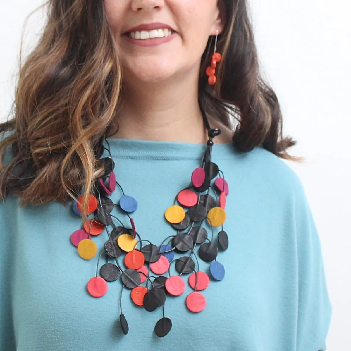 Blue Annalise Leather Necklace