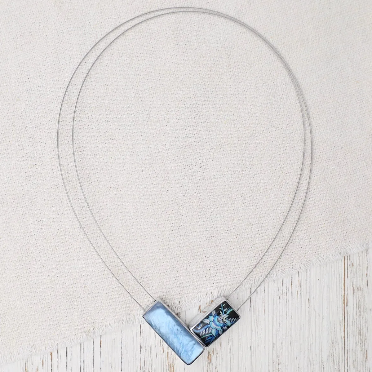 Blue Kimono Magnetic V Pendant