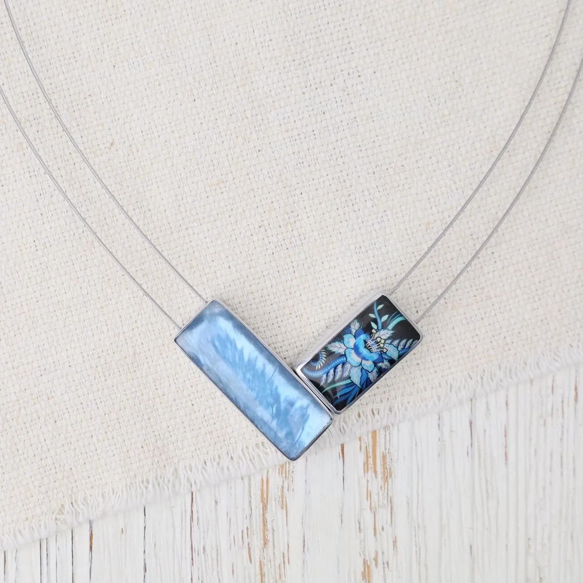 Blue Kimono Magnetic V Pendant
