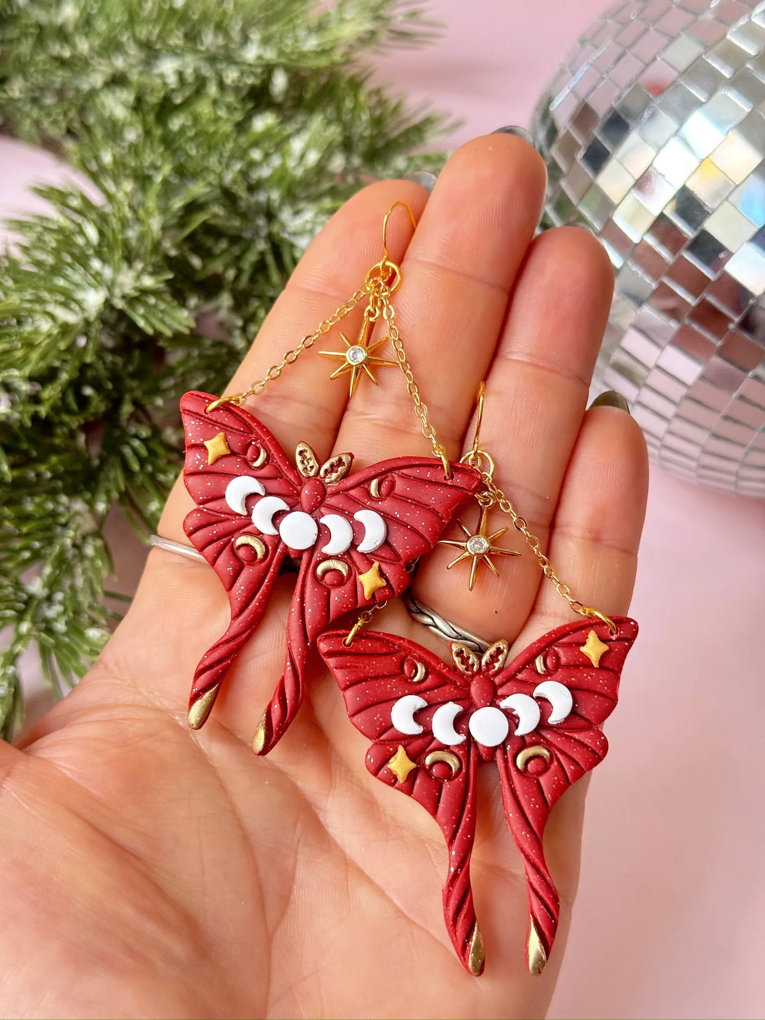 Burgundy Moth Dangles