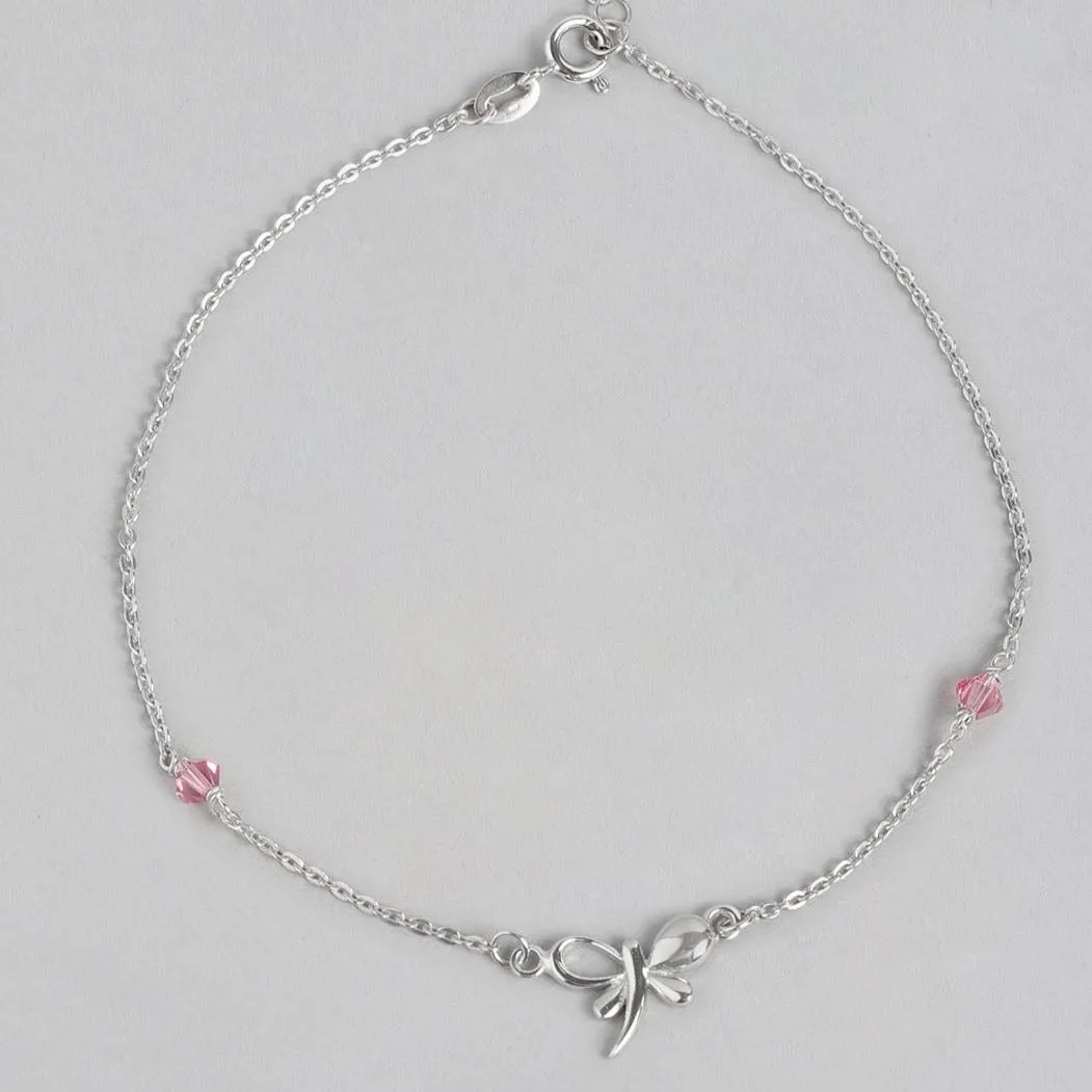 Butterfly with studded stone 925 Sterling Silver Anklets
