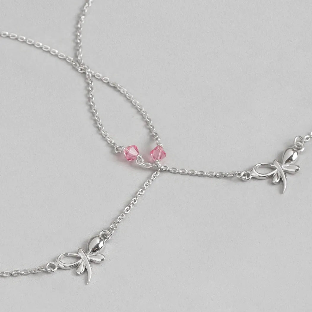 Butterfly with studded stone 925 Sterling Silver Anklets
