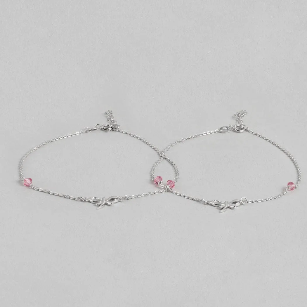 Butterfly with studded stone 925 Sterling Silver Anklets