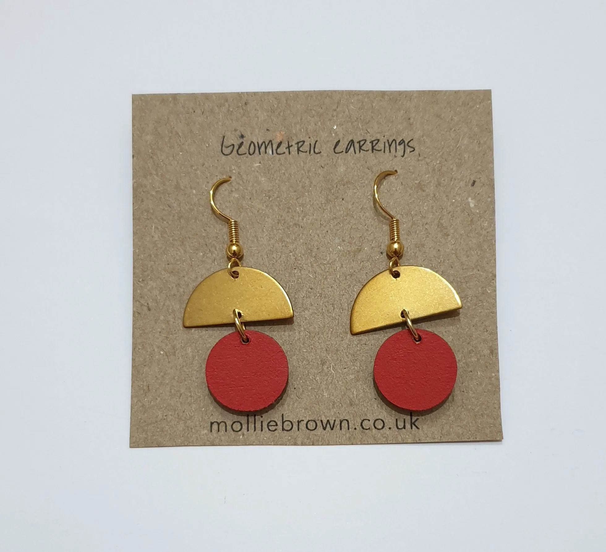 Circle Dangle Earrings - Bright Red