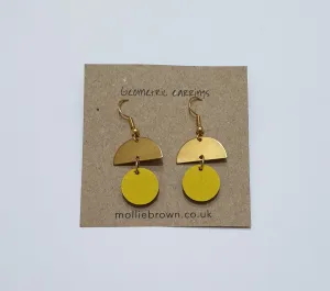 Circle Dangle Earrings - Bright Yellow