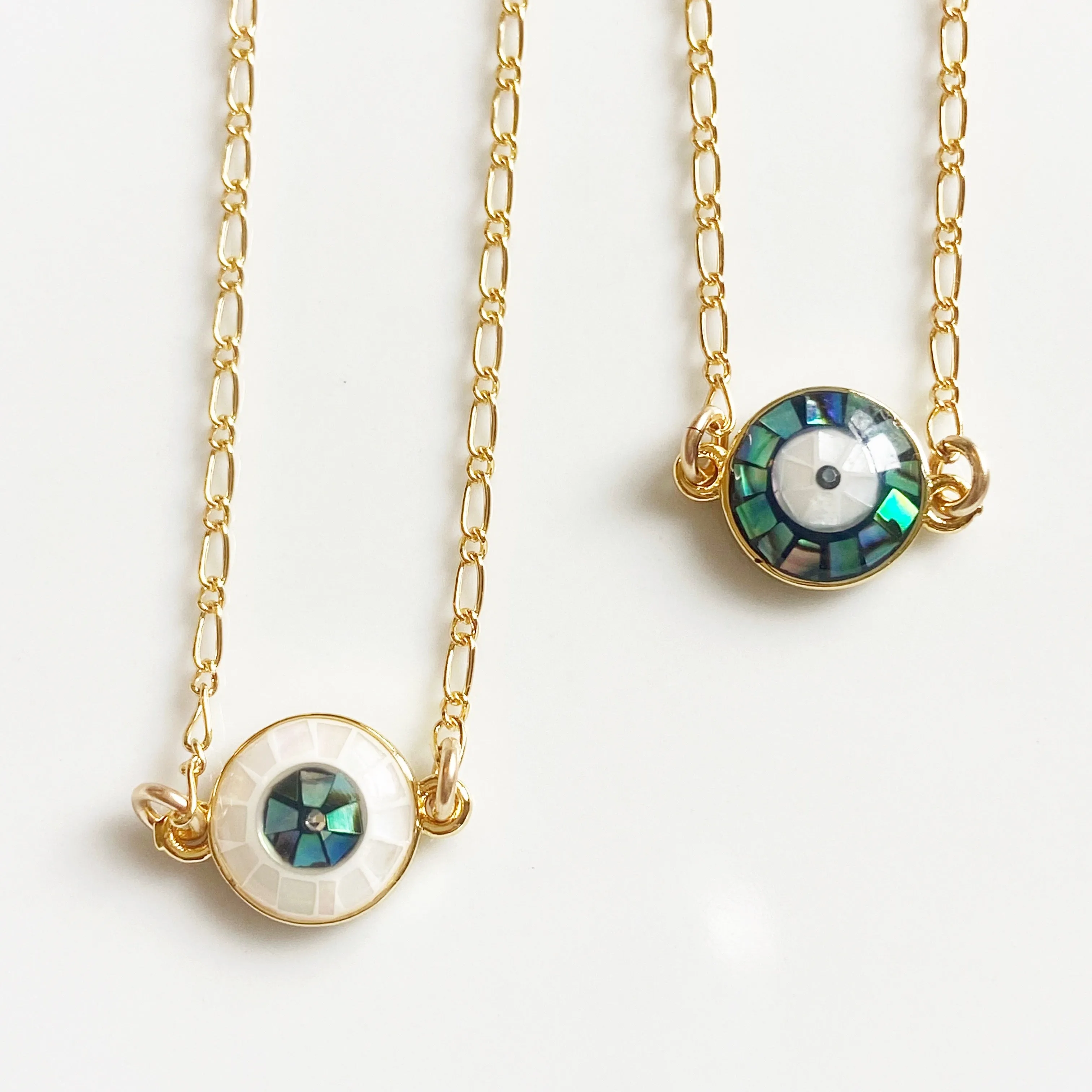 Colorful Evil eye mosaic charm necklace