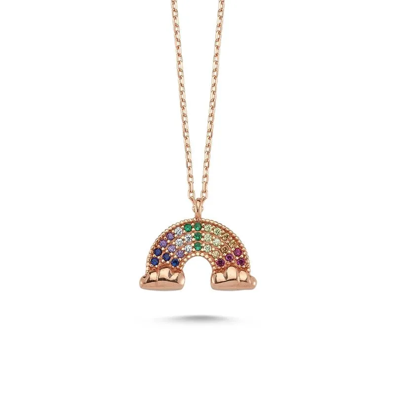 Colorful Rainbow Necklace in rose
