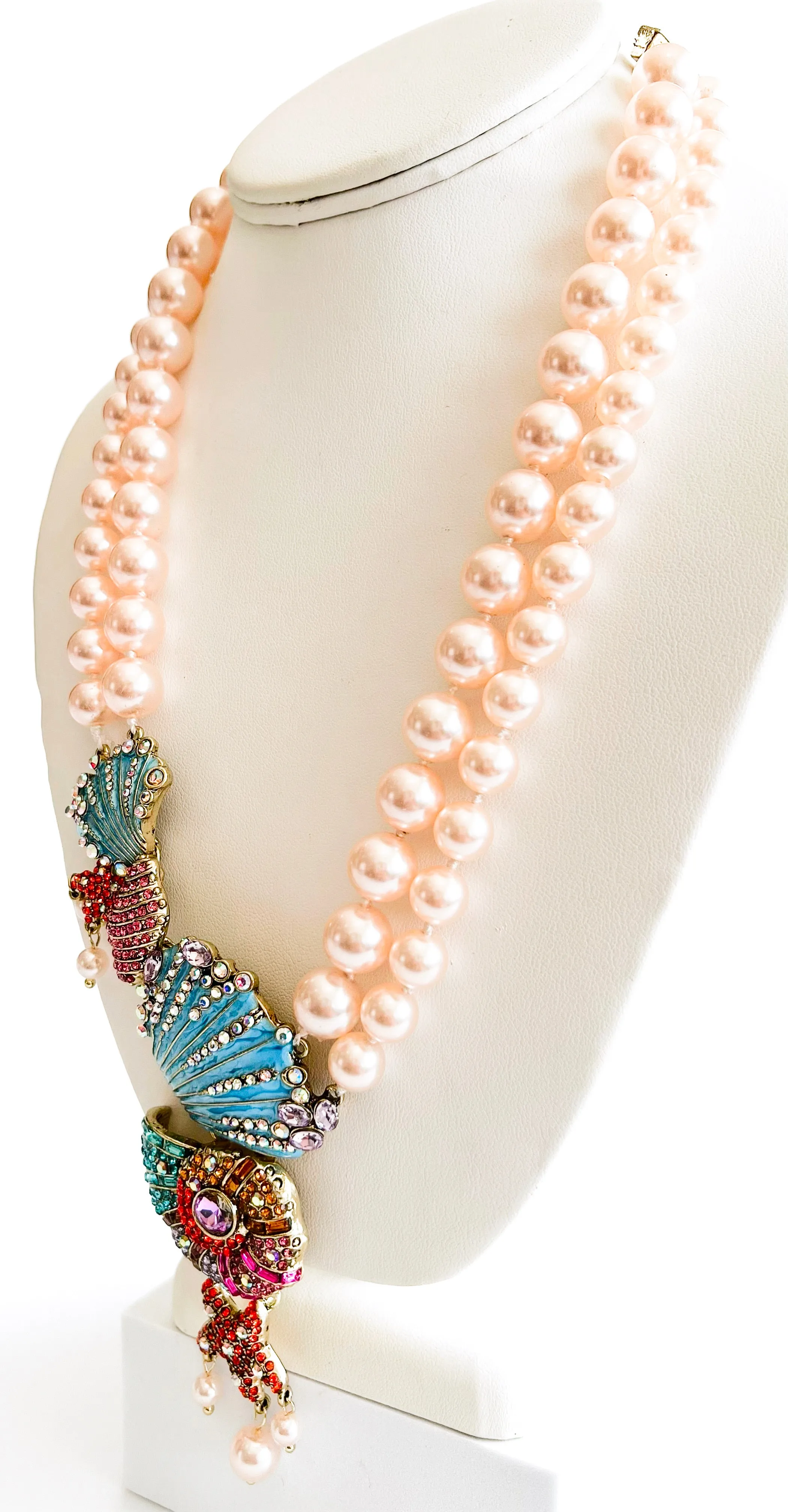 Cz Seashell Pearl Detailed Necklace