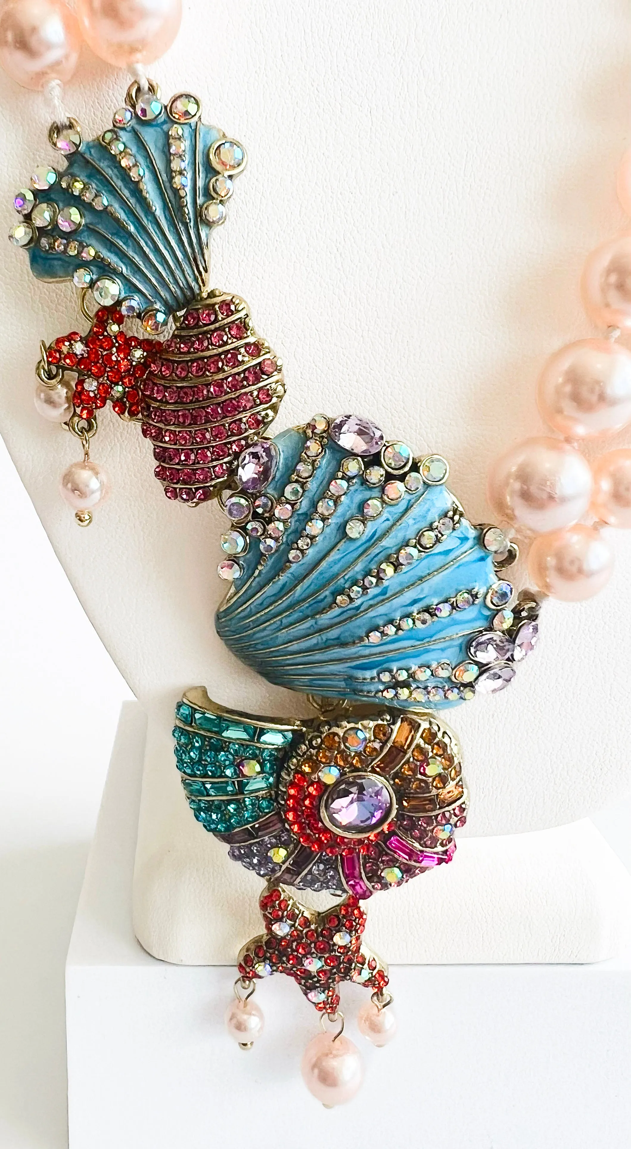 Cz Seashell Pearl Detailed Necklace