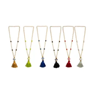 Fall Ceramic Bead Tassel Necklaces