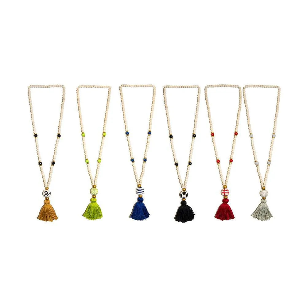Fall Ceramic Bead Tassel Necklaces