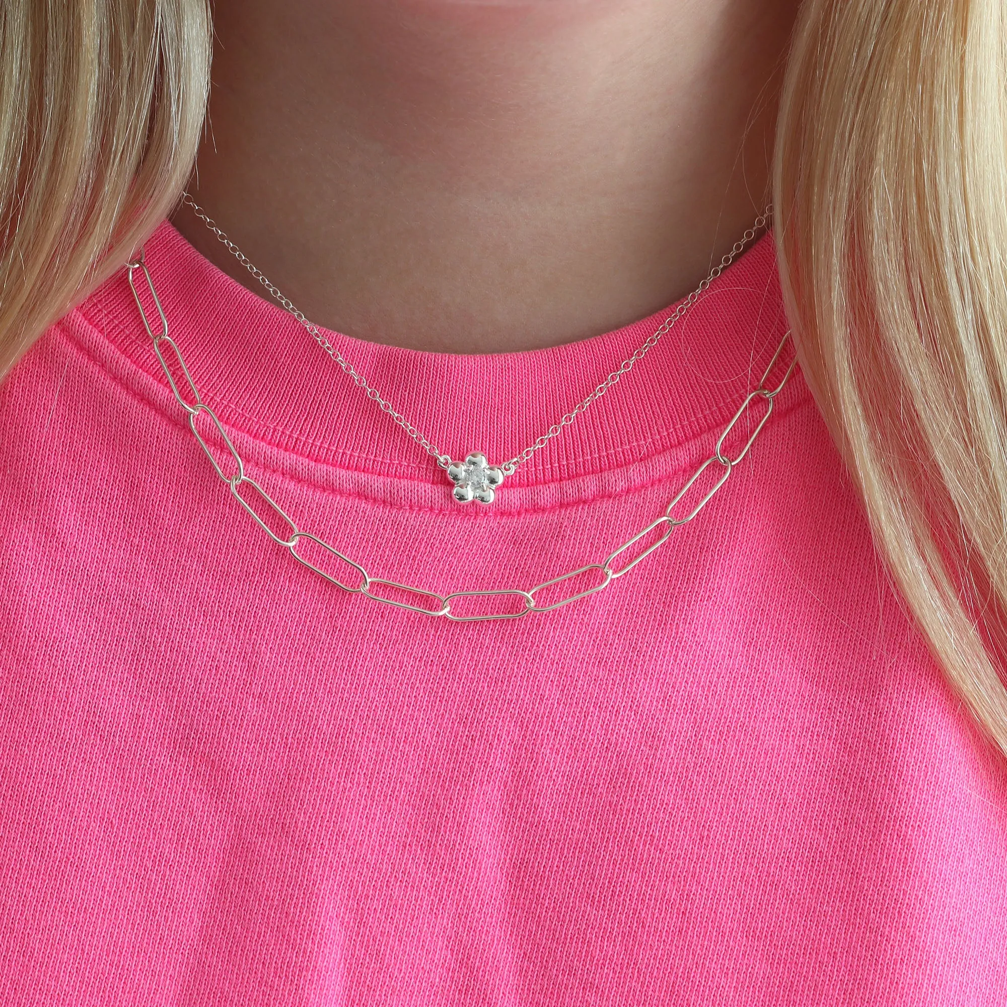 Flower Crystal Charm Necklace