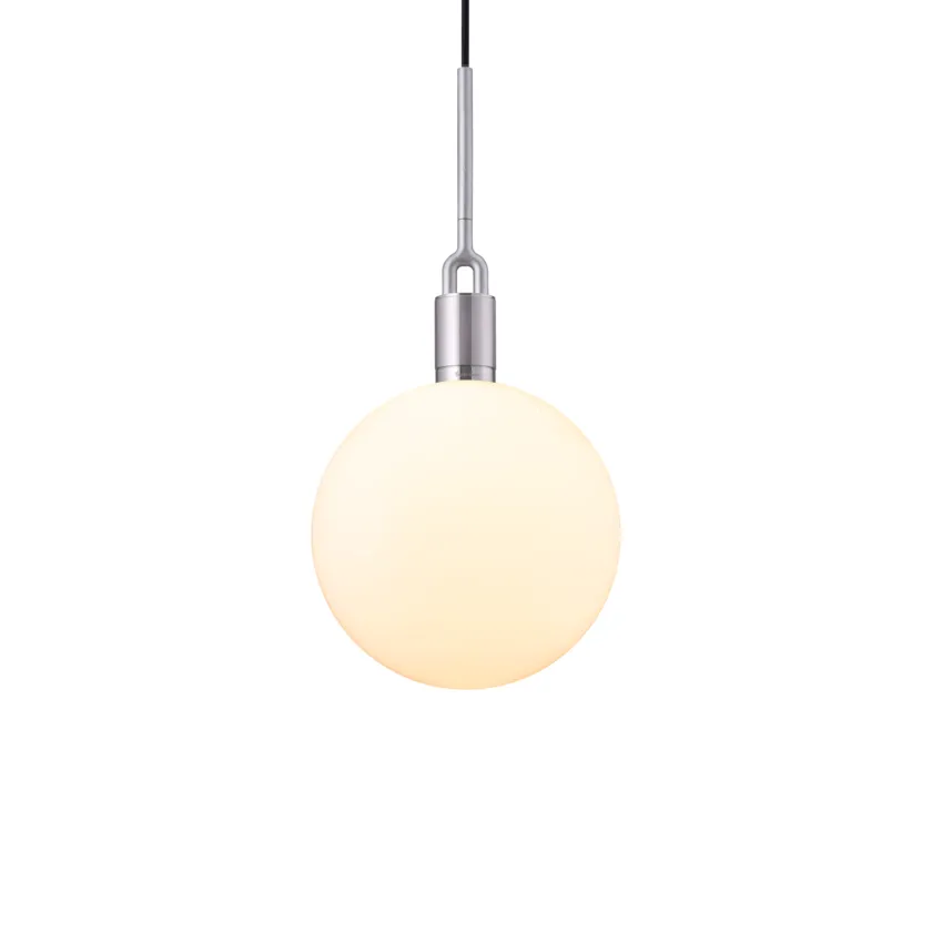 Forked Pendant / Globe / Opal / Large / Steel