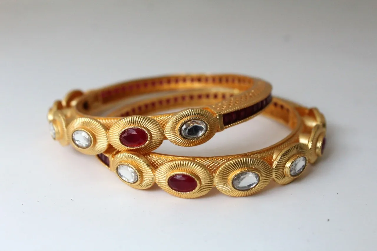 Gemzlane  Exquisite Ruby CZ pair of bangles