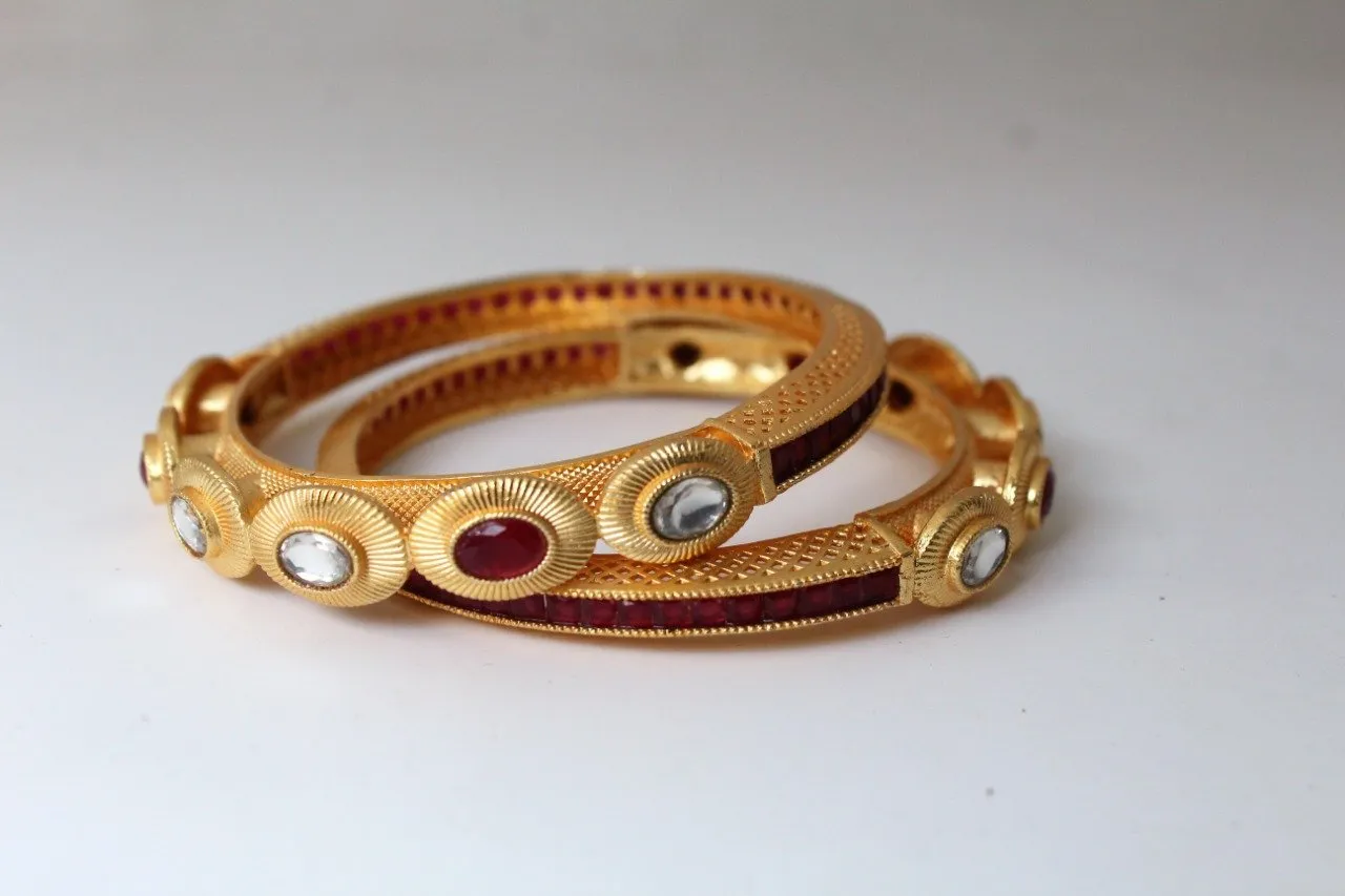 Gemzlane  Exquisite Ruby CZ pair of bangles