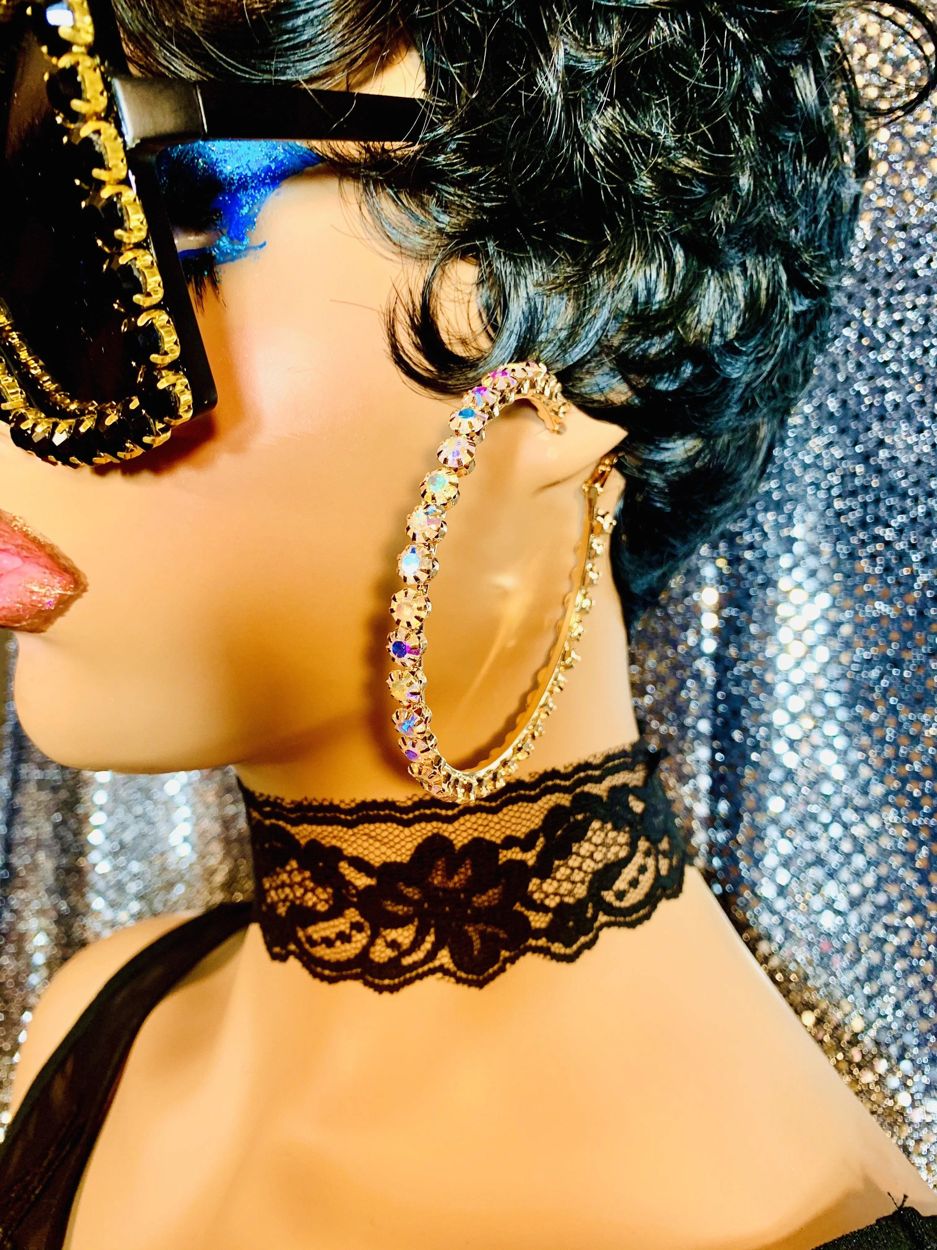 Gold AB Crystal Hoop Earrings