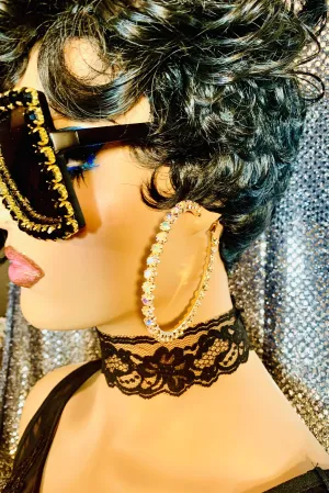 Gold AB Crystal Hoop Earrings