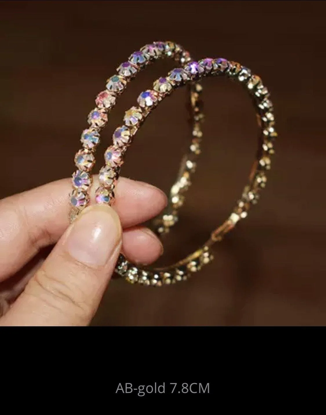 Gold AB Crystal Hoop Earrings