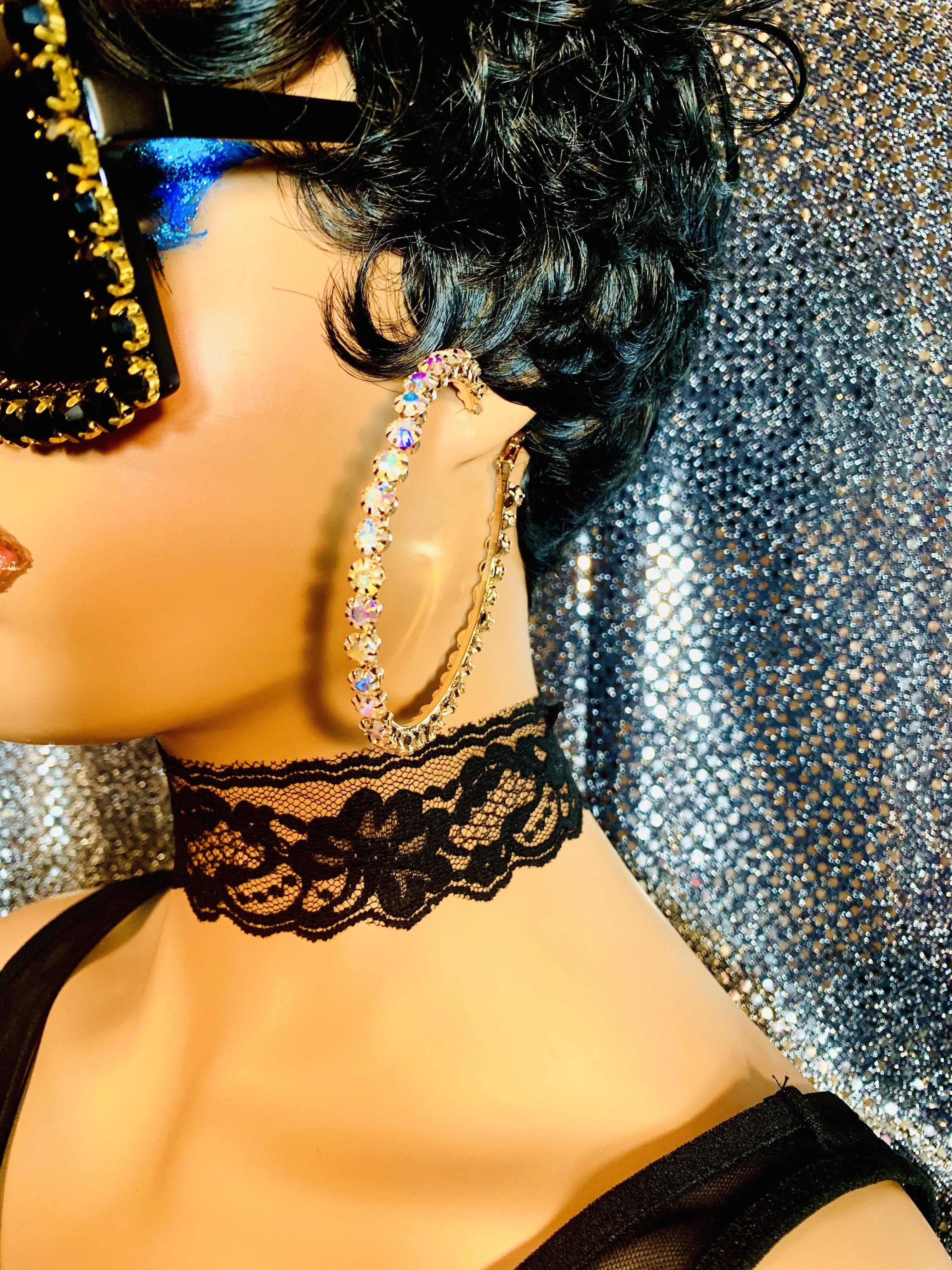 Gold AB Crystal Hoop Earrings