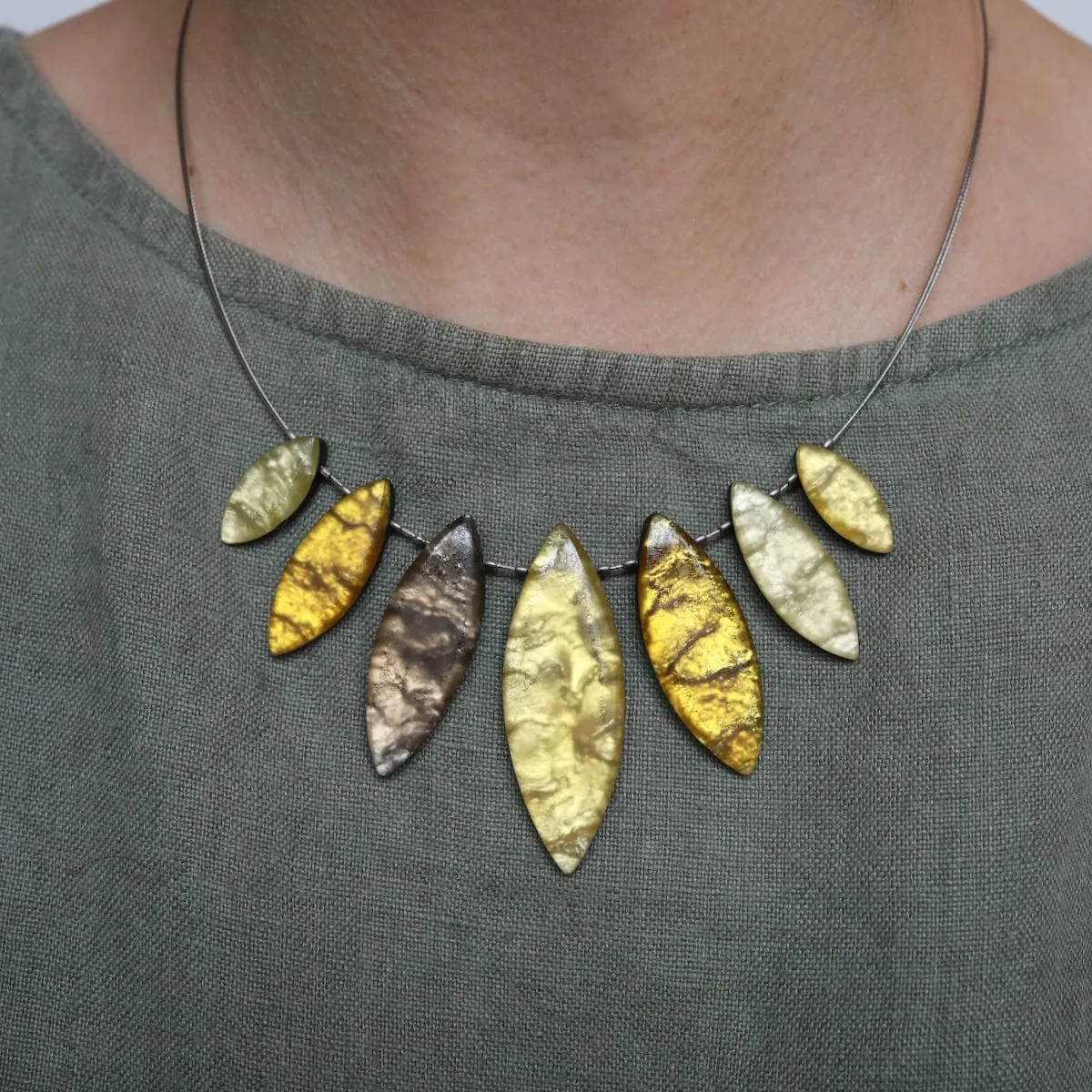 Gold Tribal Leaf Necklace
