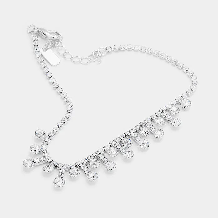 iLLASPARKZ Crystal Rhinestone Pave Bubble Stone Fringe Anklet