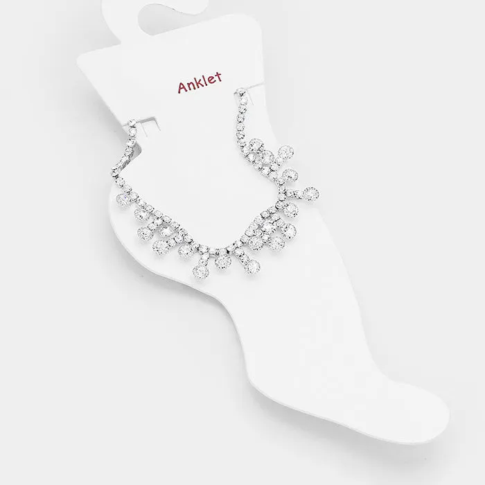 iLLASPARKZ Crystal Rhinestone Pave Bubble Stone Fringe Anklet
