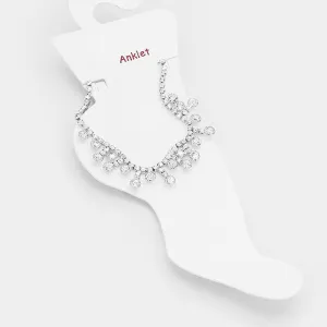 iLLASPARKZ Crystal Rhinestone Pave Bubble Stone Fringe Anklet