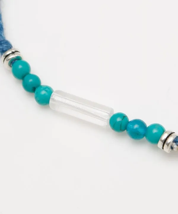 Indigo Dyed Braided Anklet - Turquoise - Dec