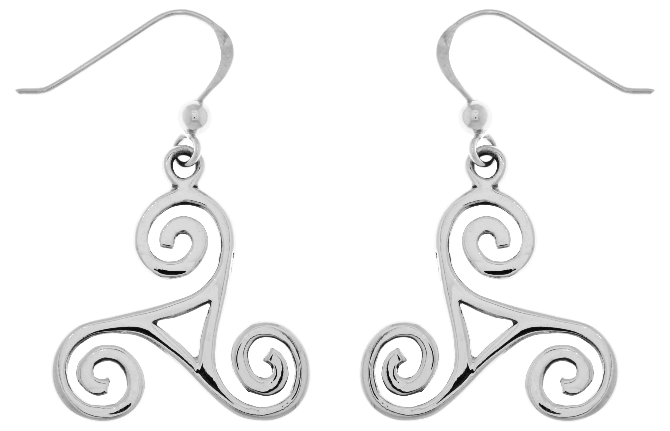 Jewelry Trends Sterling Silver Celtic Spiral Triskele Knot Dangle Earrings