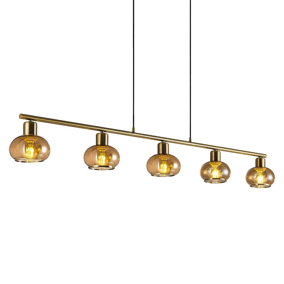 Marbell Pendant Light 5Lt in Antique Brass, Black
