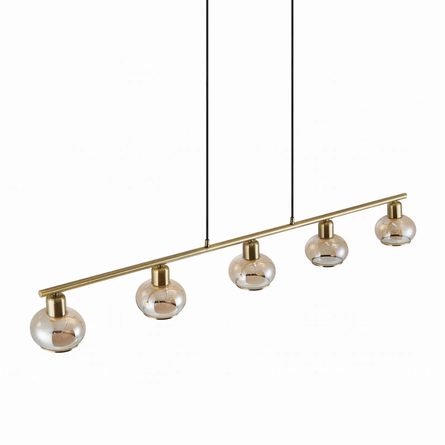 Marbell Pendant Light 5Lt in Antique Brass, Black