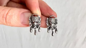 Monte Alban Reproduction Earrings. Oaxacan. Sterling Silver. Mexico. Frida Kahlo. 1317