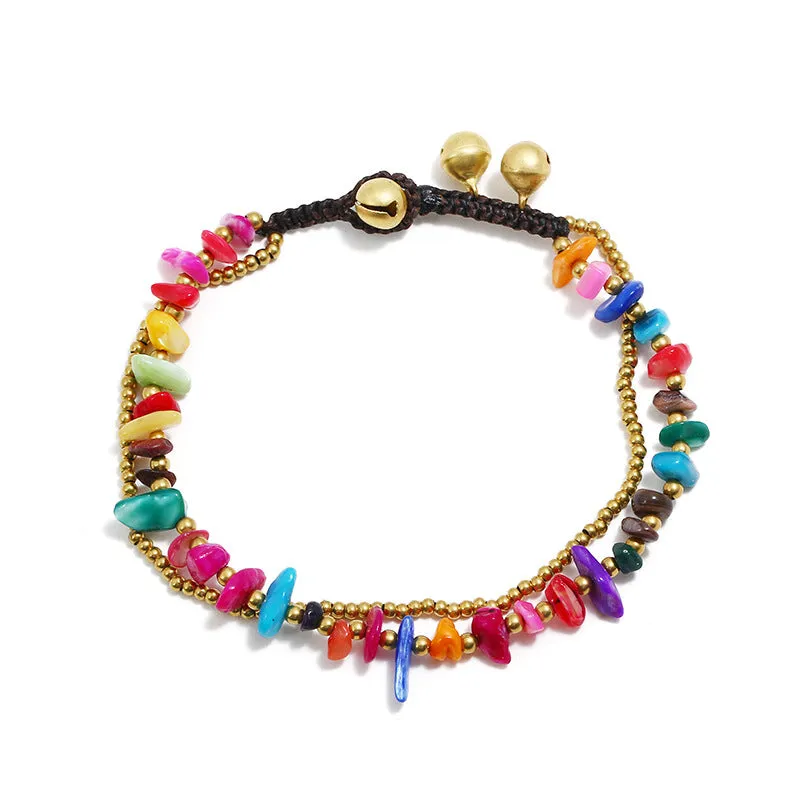 Natural crushed stone anklet
