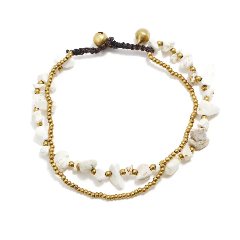 Natural crushed stone anklet