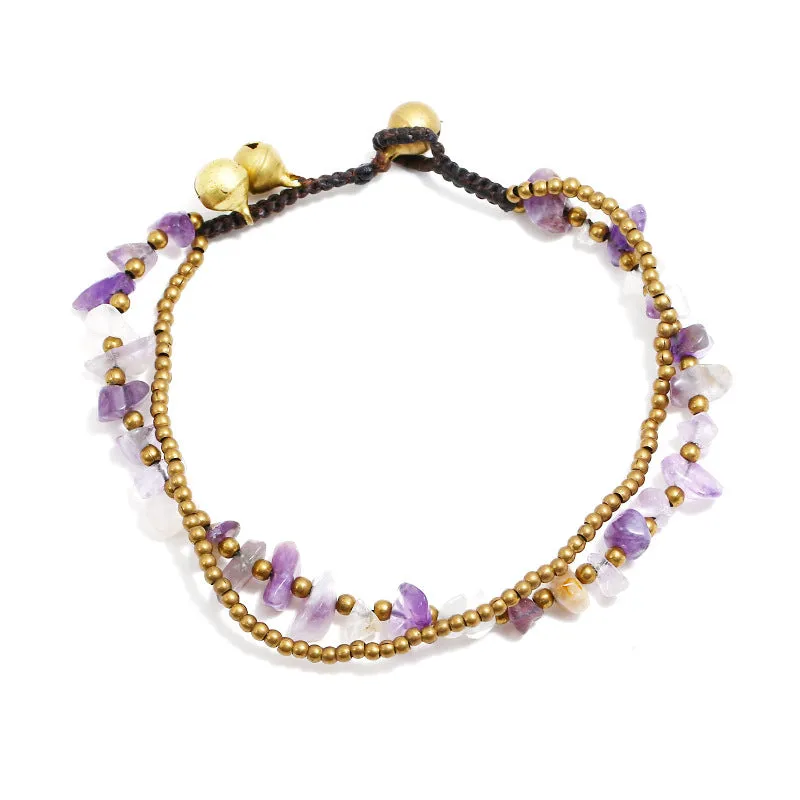 Natural crushed stone anklet