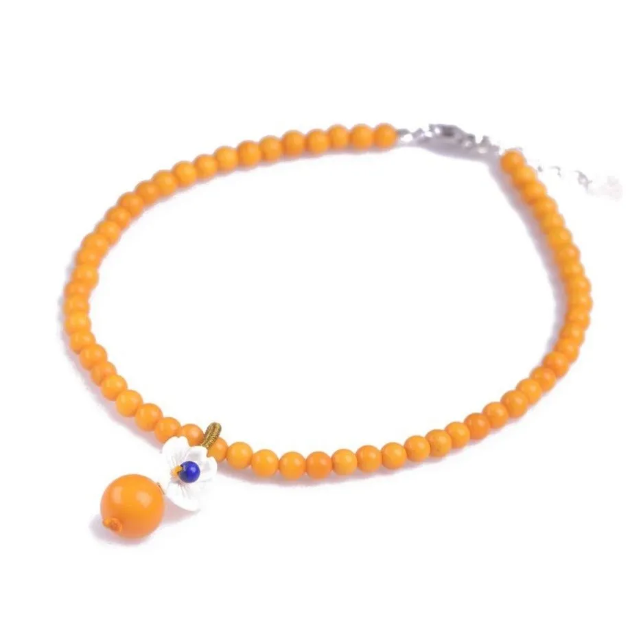 Natural Jade & Crystal Beaded S925 Silver Anklet