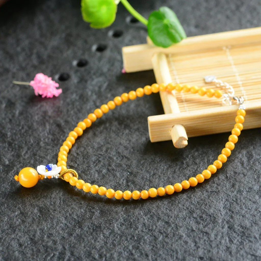 Natural Jade & Crystal Beaded S925 Silver Anklet