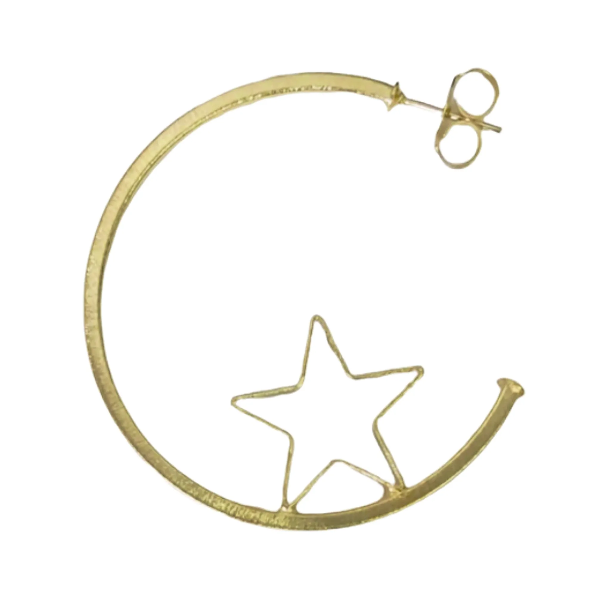 Sheila Fajl Star Gazing Hoop Earrings in Brushed Gold Plated