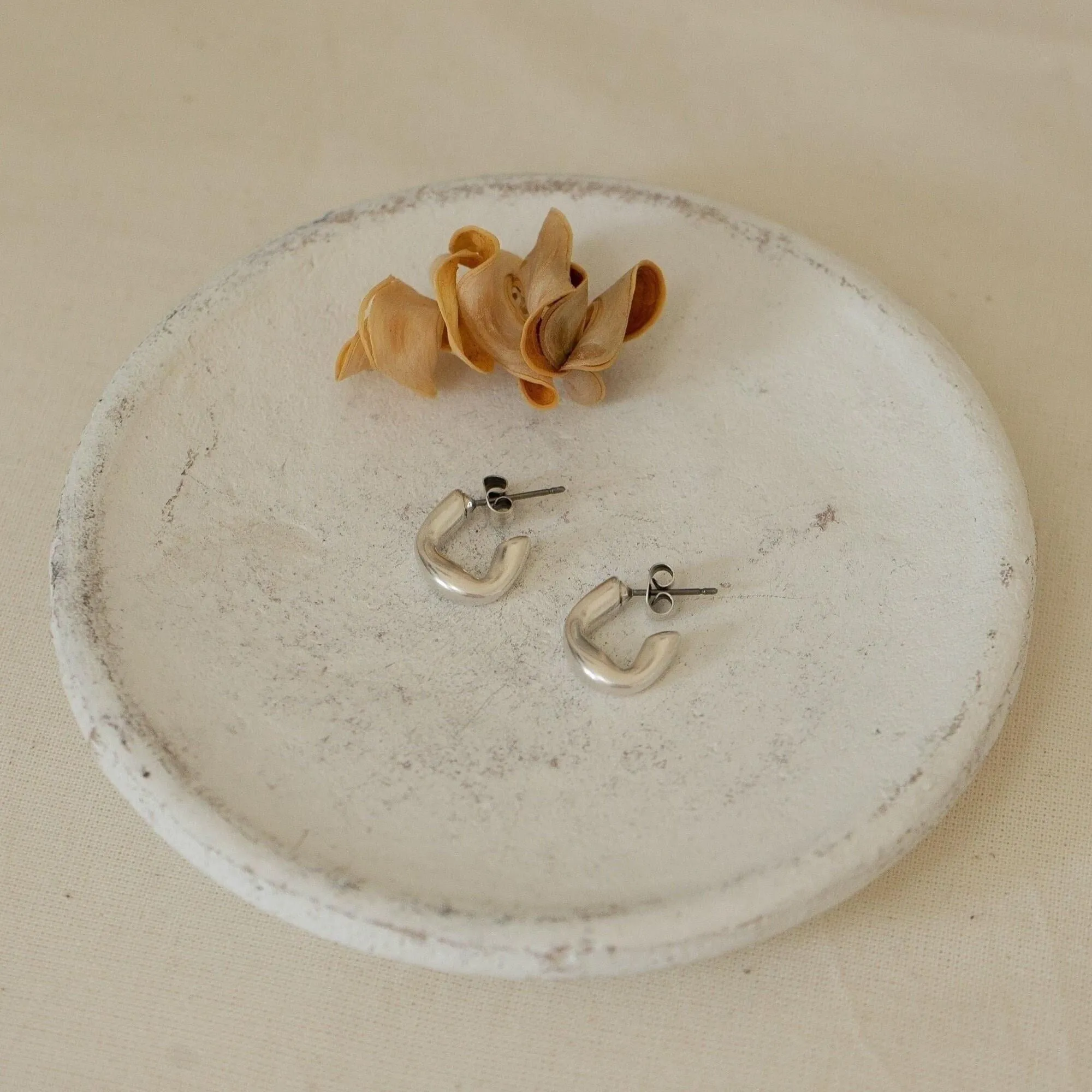 Silver Small Molten Hoop Earrings