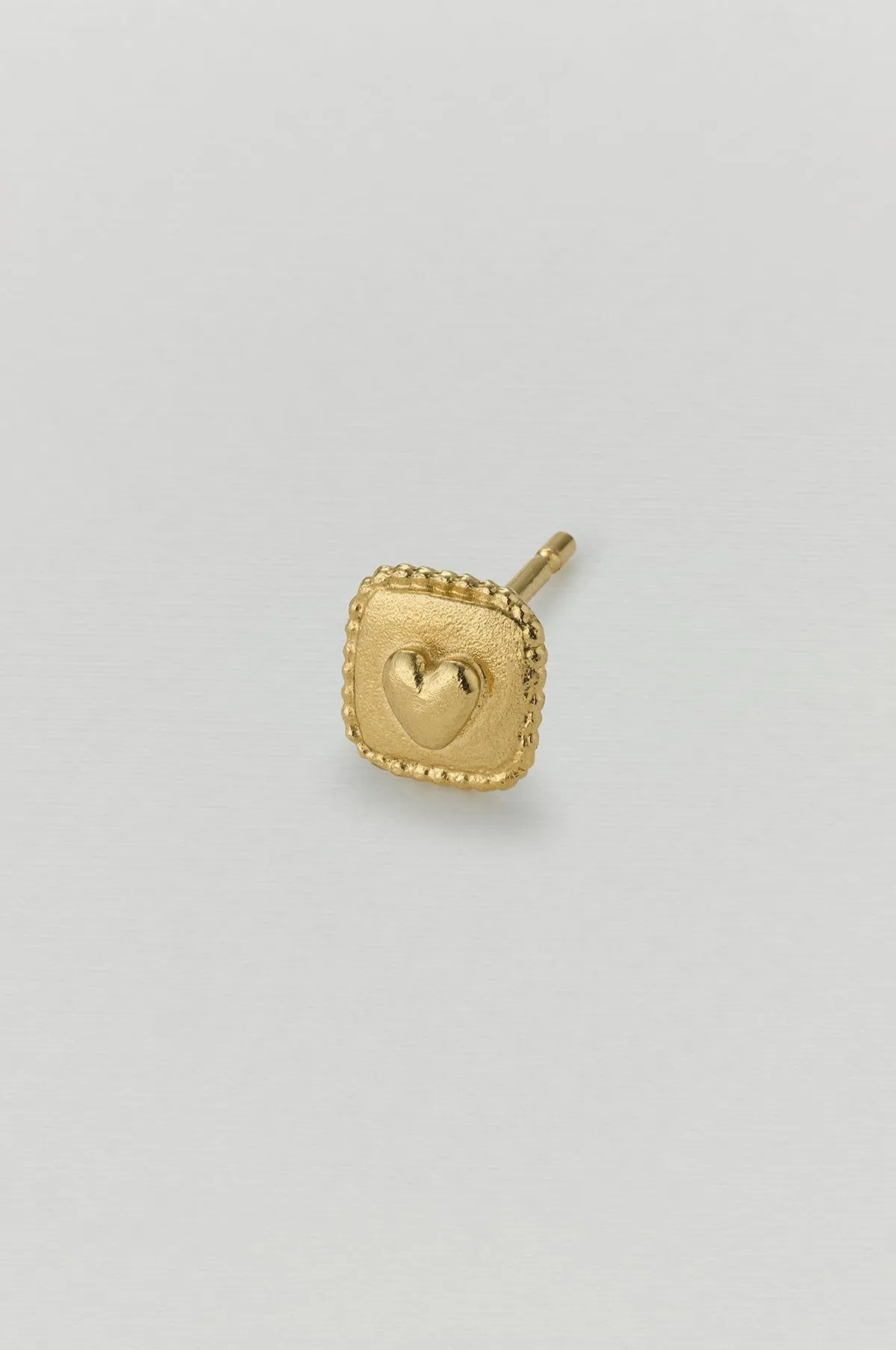 Square Ex-Voto Heart Single Stud Earring Gold