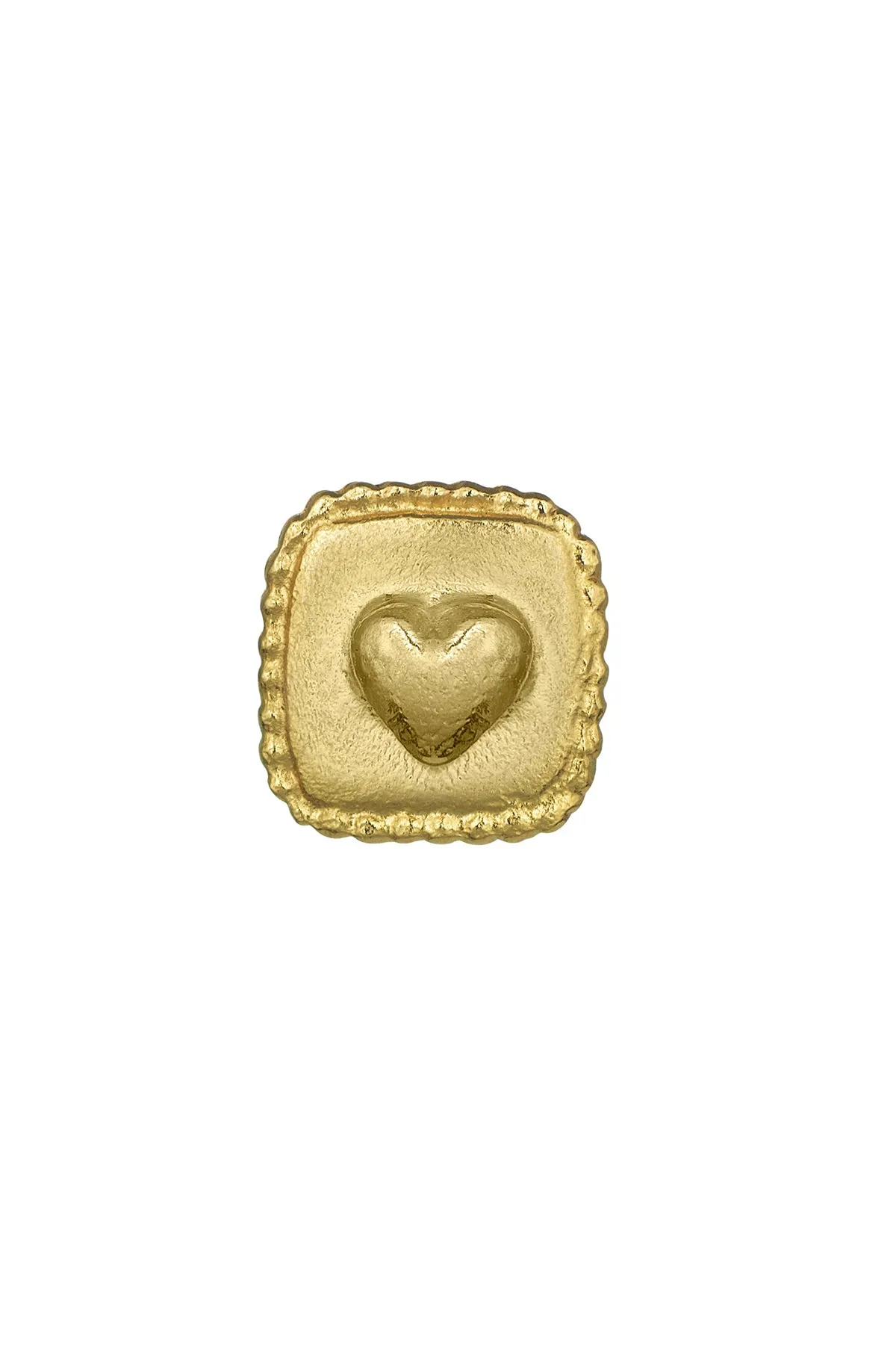 Square Ex-Voto Heart Single Stud Earring Gold