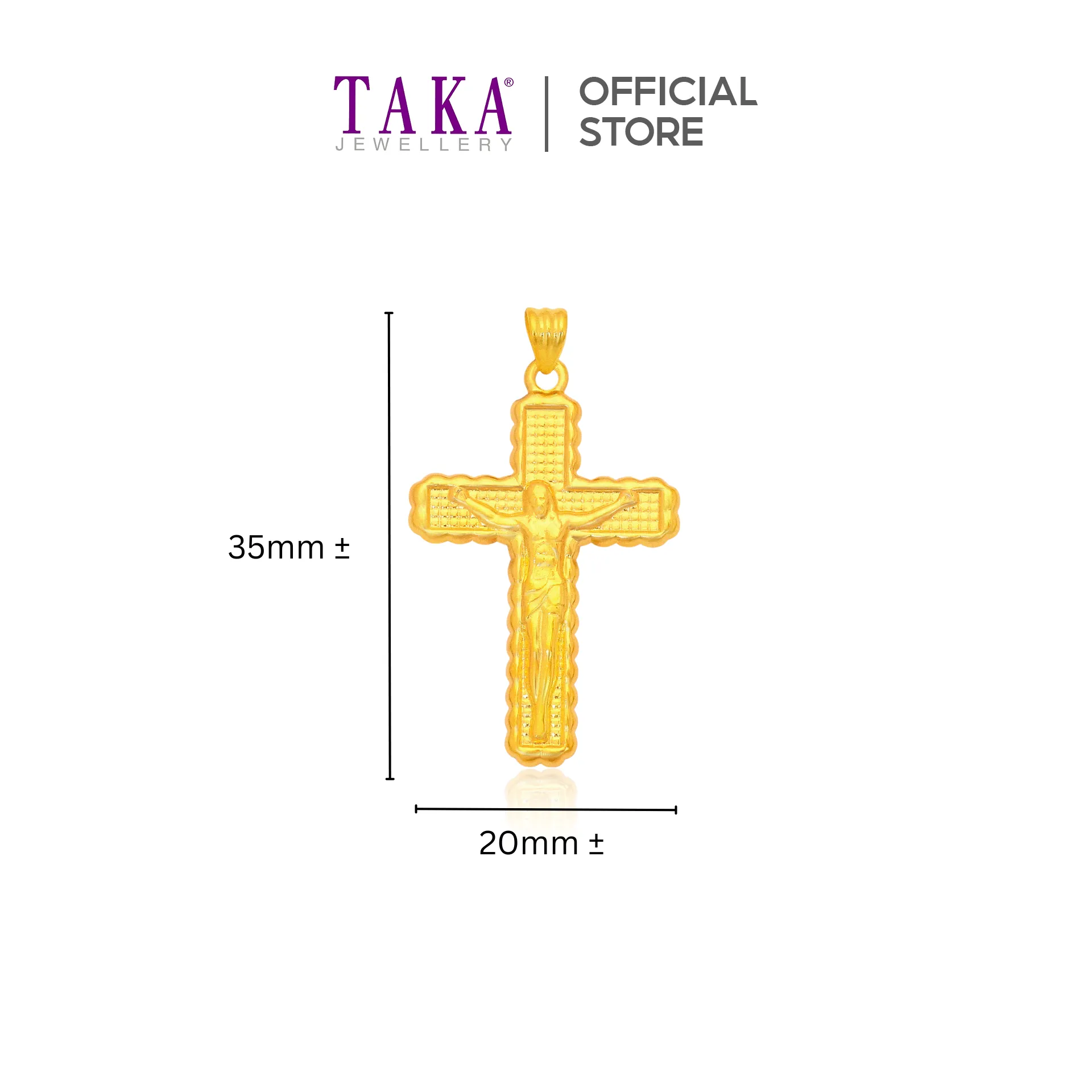 TAKA Jewellery 916 Gold Pendant Cross with Crucifix