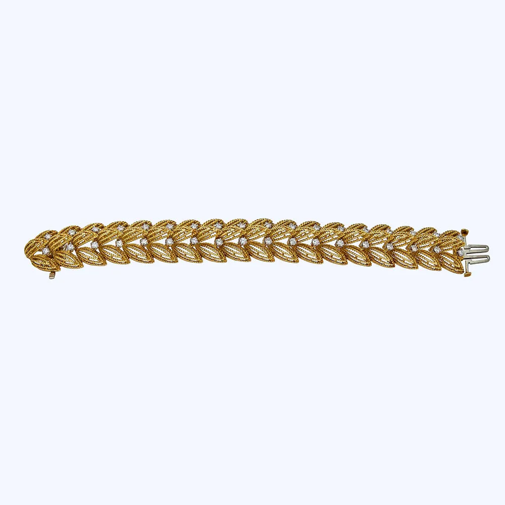 Textured Gold Diamond Bracelet